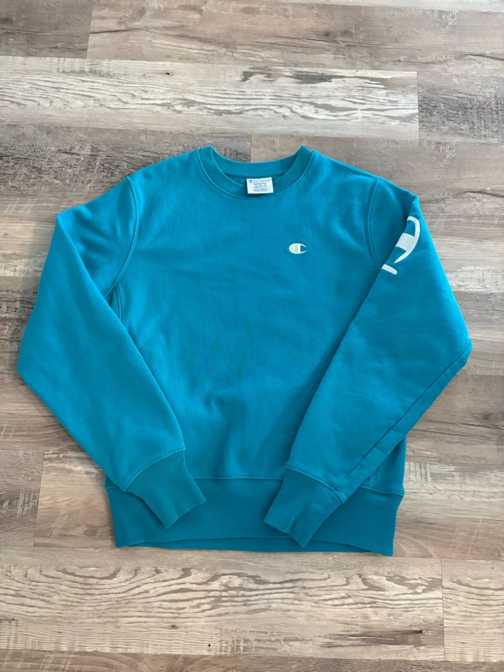 Champion reverse weave Men's Teal Blue Crewneck Sweatshirt
